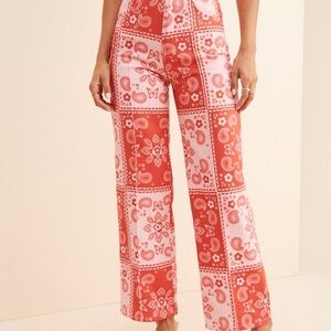 Lisa Says Gah Red and White Wide Leg Pants